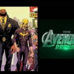 Luke Cage and Iron Fist walk confidently beside Avengers Doomsday logo, ready for war.