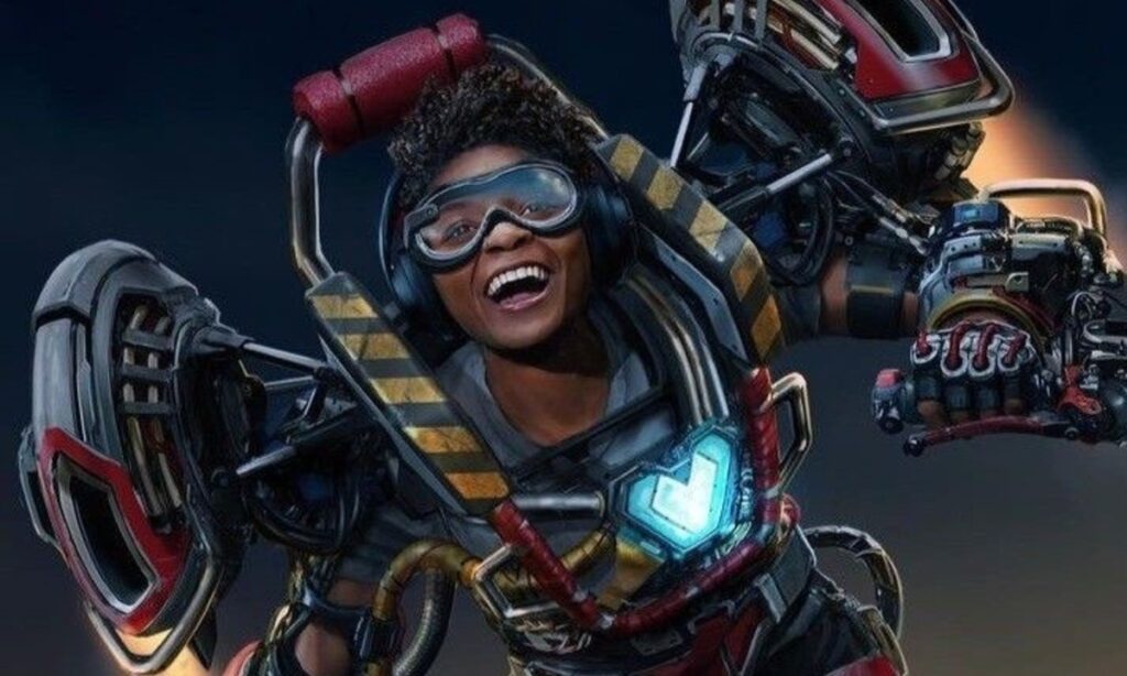 Riri Williams in bulky mechanical Ironheart armor, smiling confidently in her first practical suit.