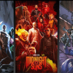Three images showcase the Midnight Suns team and a comic panel featuring Galactus with heroes.