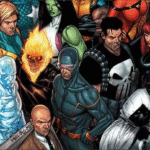 Group of Marvel heroes including Punisher, Cyclops, Moon Knight, Ghost Rider, She-Hulk, and others.