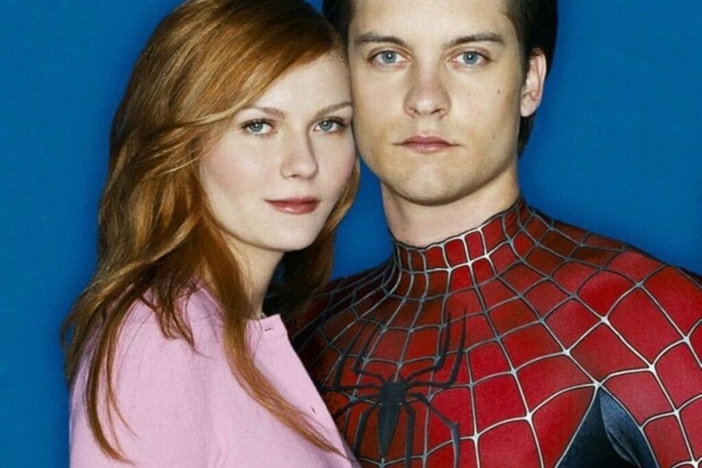 Peter Parker and Mary Jane pose together, highlighting emotional bond and superhero love story.